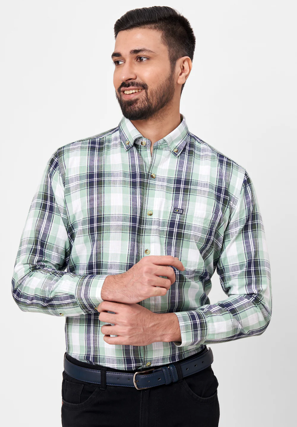 Men Green Smart Fit Formal Shirt