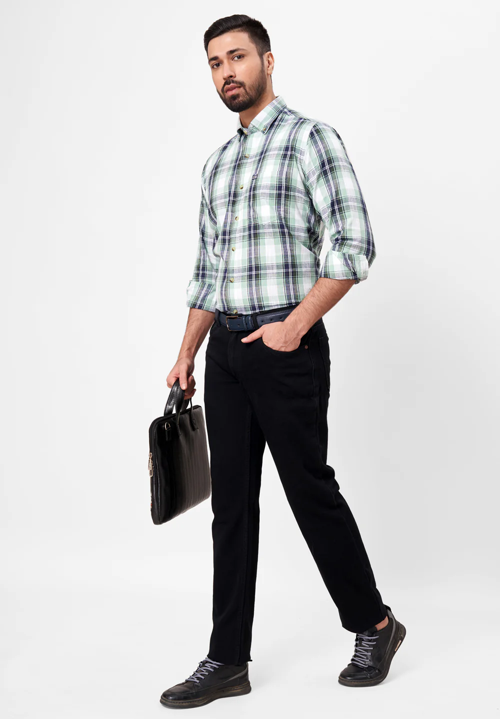 Men Green Smart Fit Formal Shirt - Image 4