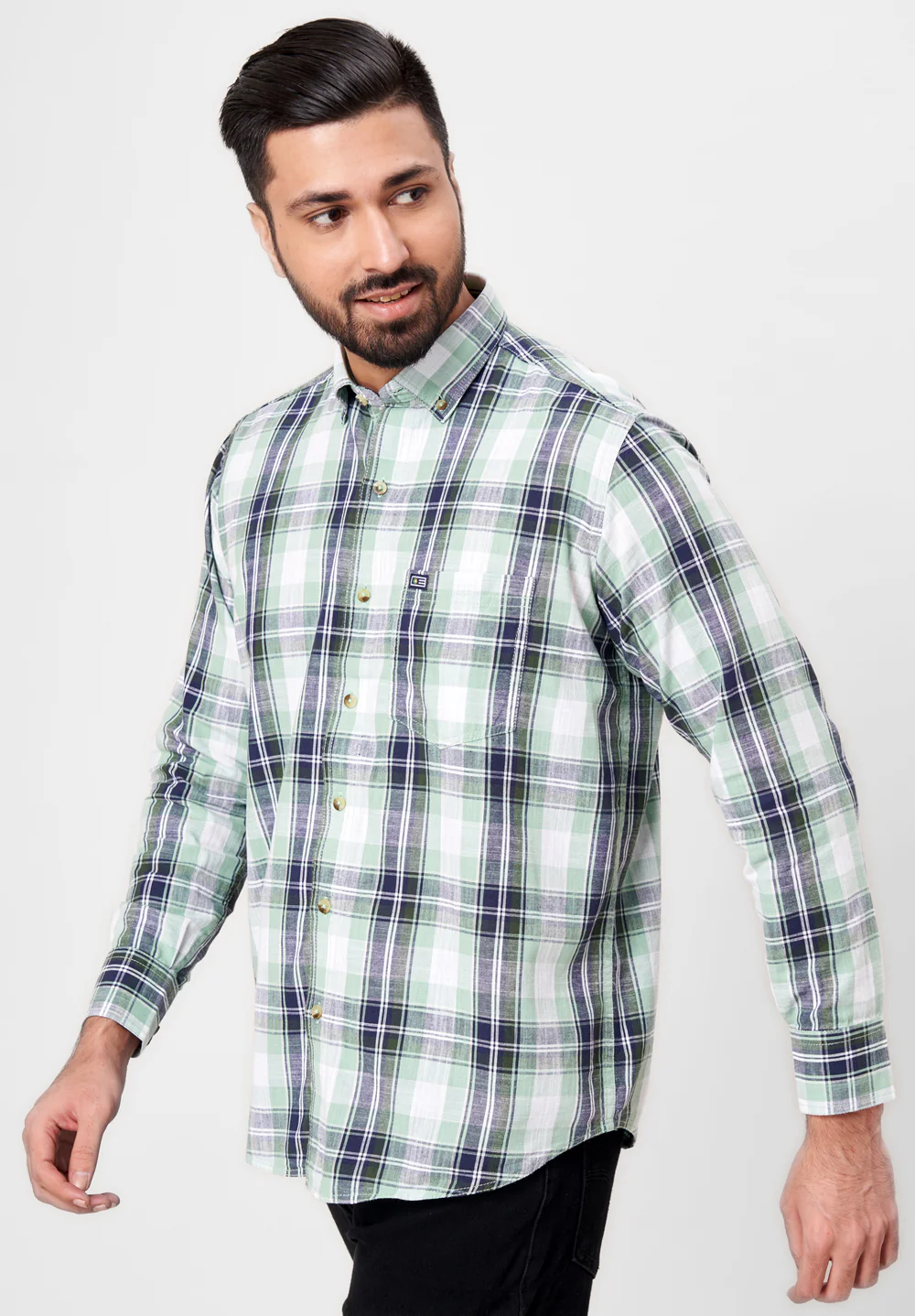 Men Green Smart Fit Formal Shirt - Image 5