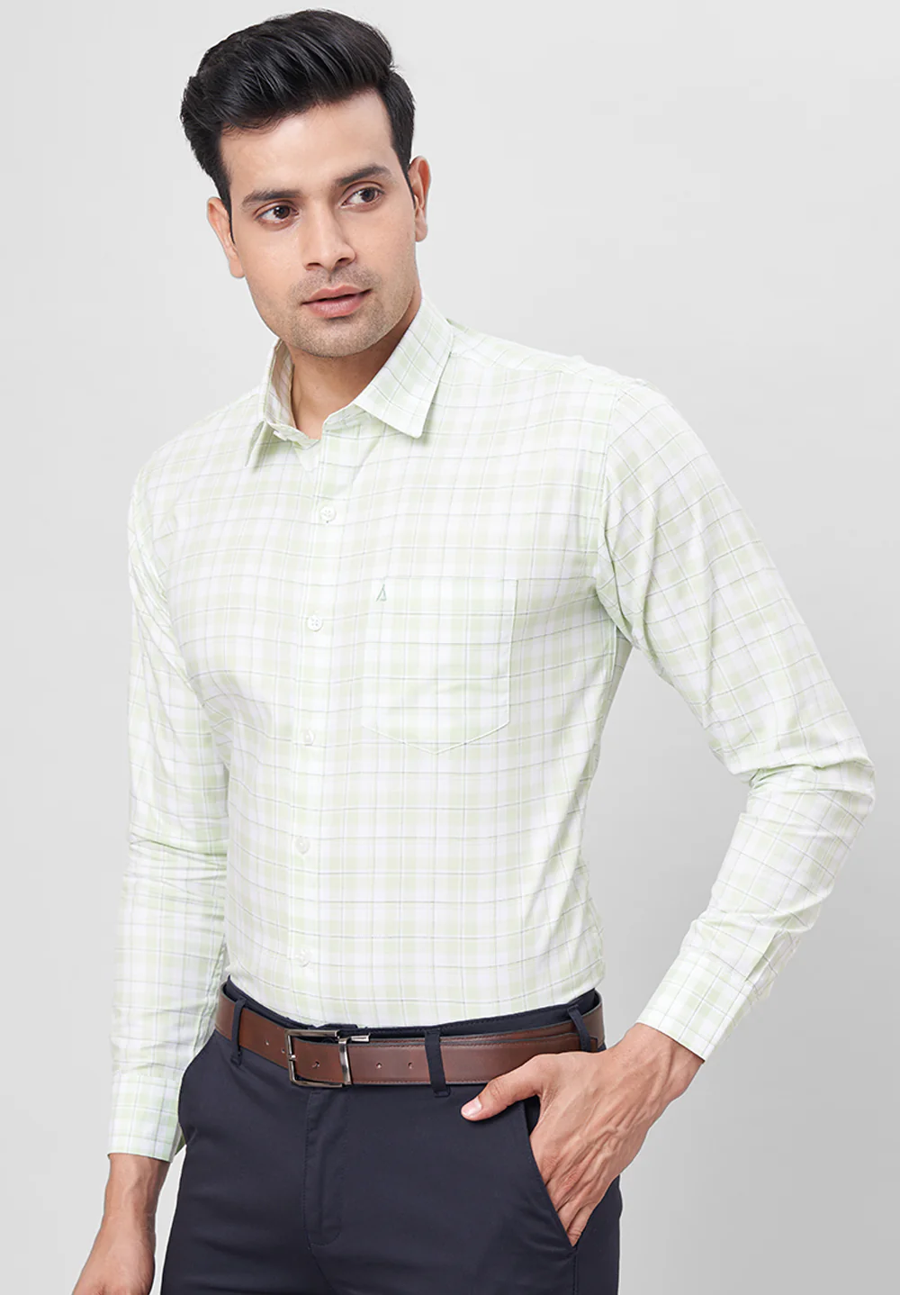 Men Green Slim Fit Formal Shirt