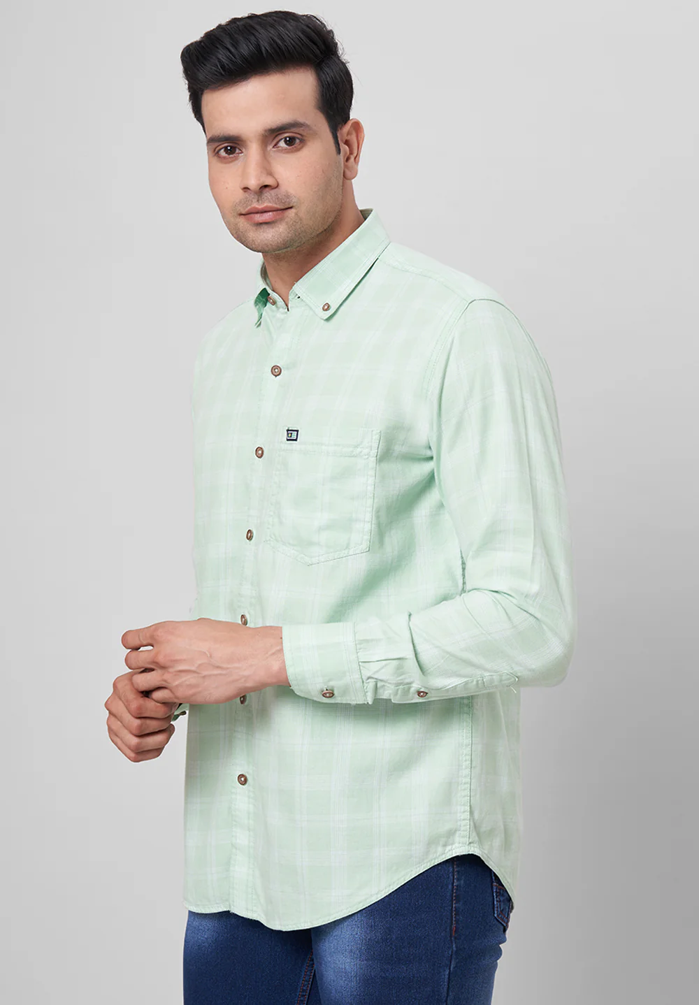 Men Green Smart Fit Formal Shirt - Image 5