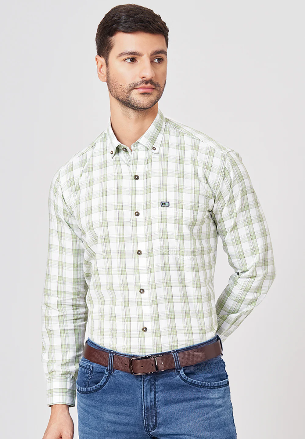 Men Green Smart Fit Formal Shirt