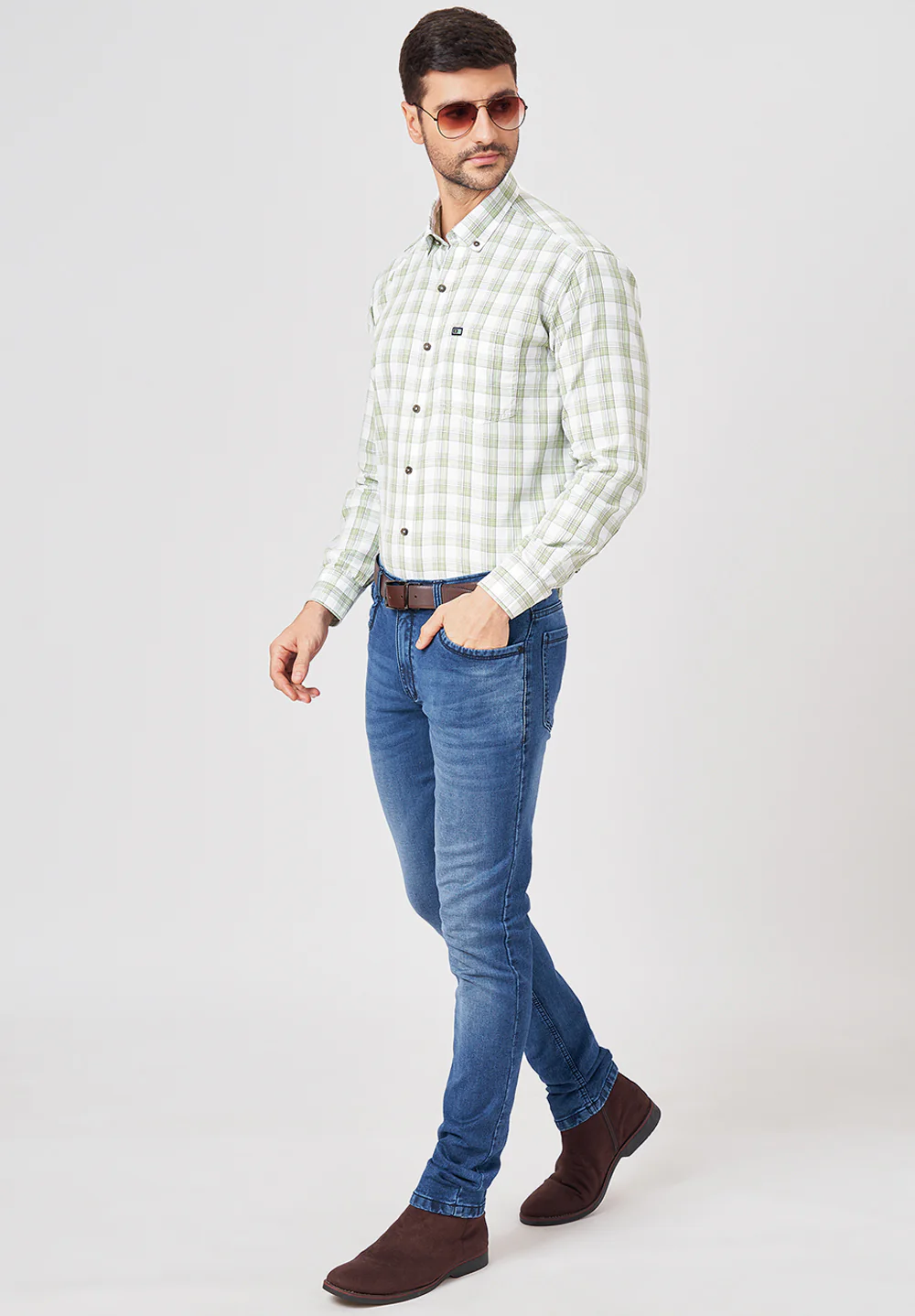 Men Green Smart Fit Formal Shirt - Image 5