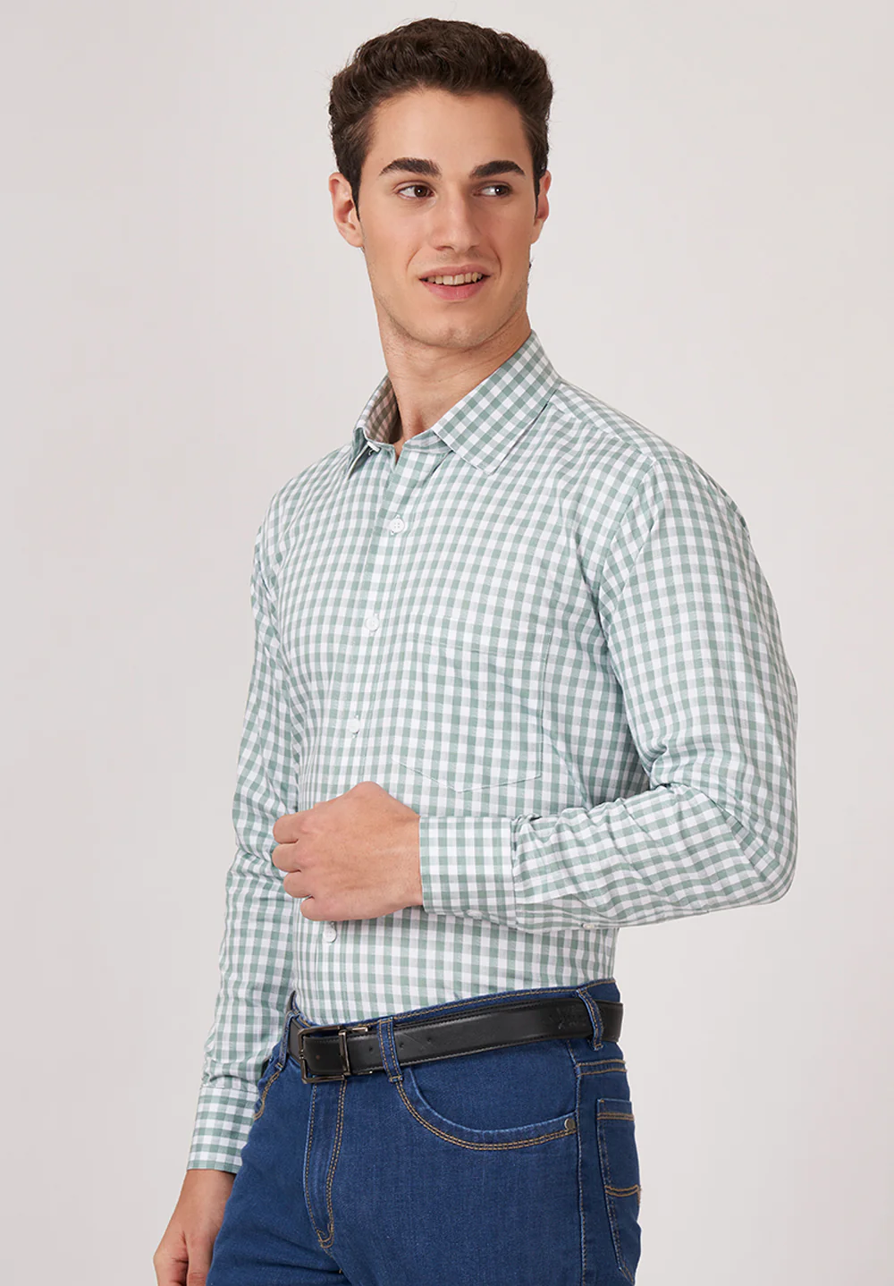 Men Green Regular Fit Formal Shirt - Image 3