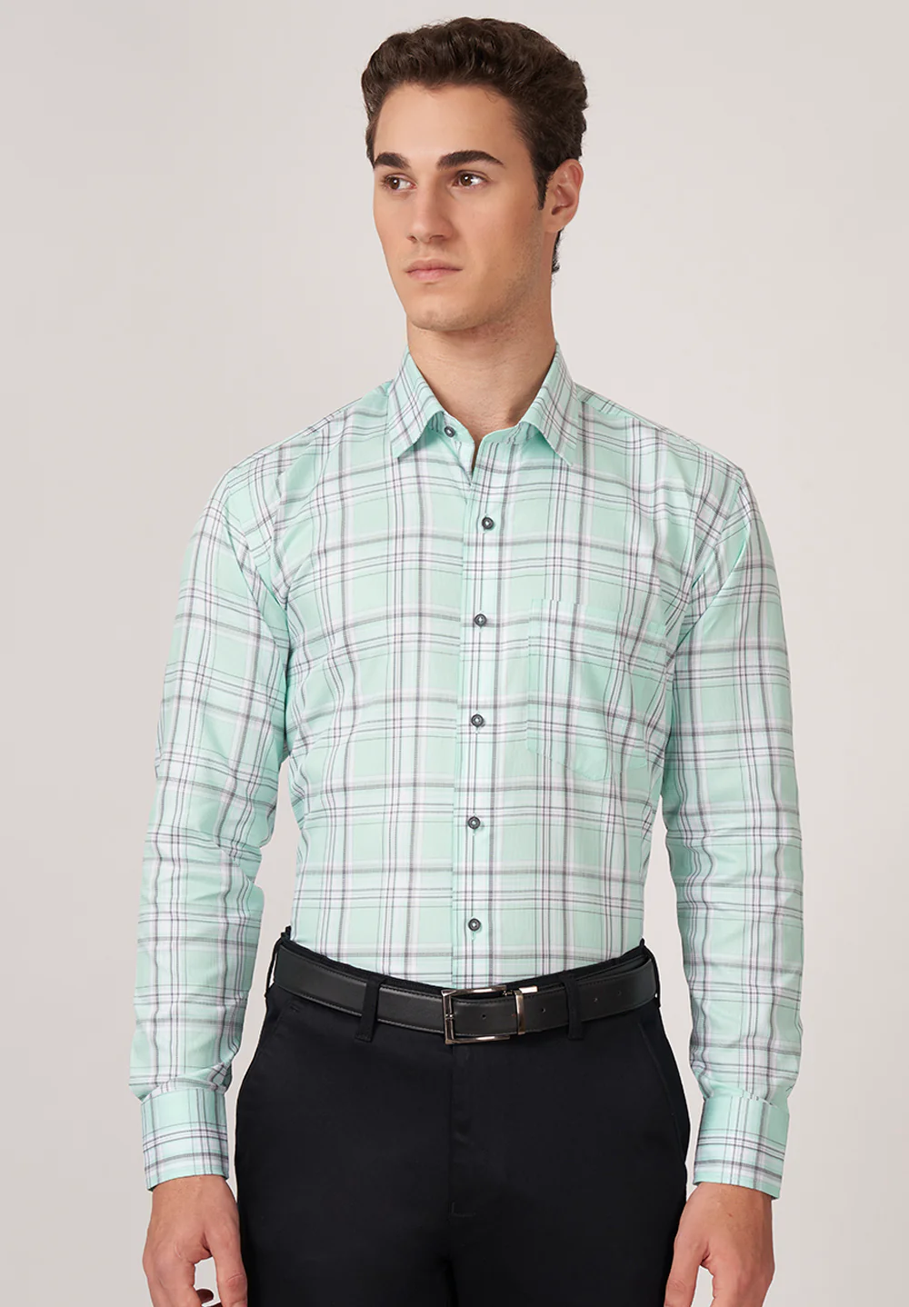 Men Green Regular Fit Formal Shirt