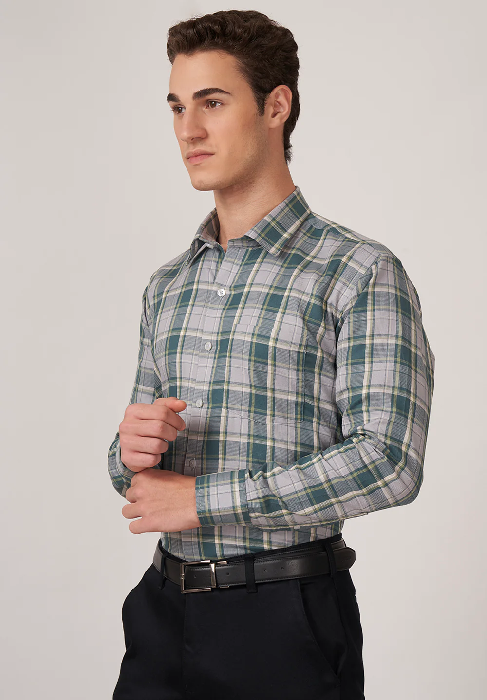Men Green Regular Fit Formal Shirt - Image 3