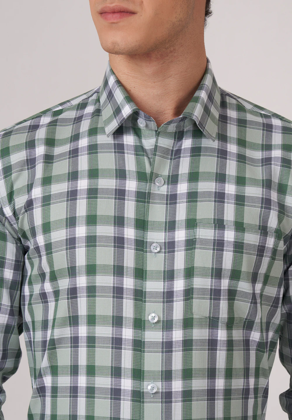 Men Green Slim Fit Formal Shirt - Image 4