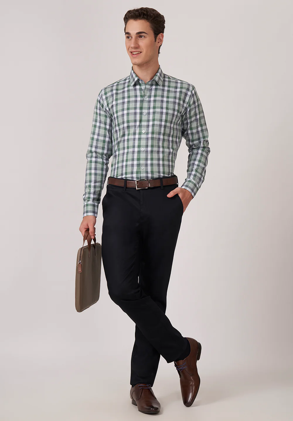 Men Green Slim Fit Formal Shirt - Image 5