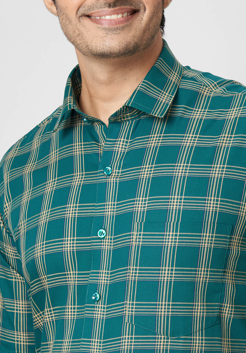 Men Green Regular Fit Formal Shirt - Image 3