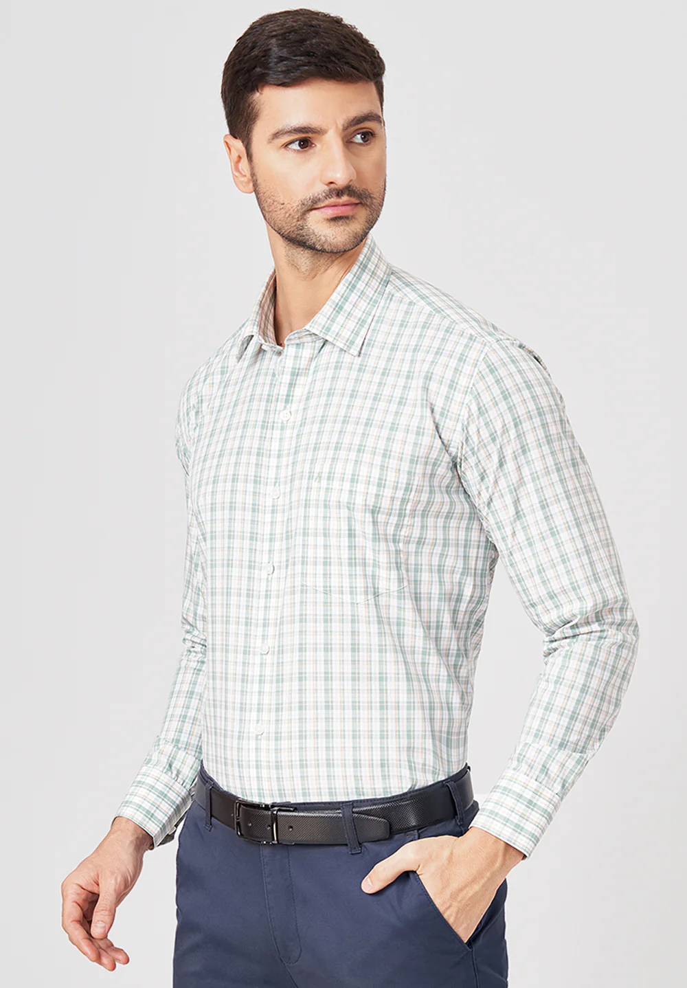 Men Green Regular Fit Formal Shirt - Image 4