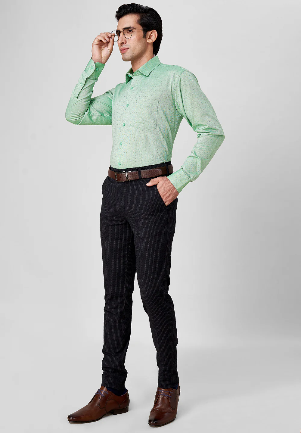 Men Green Slim Fit Formal Shirt - Image 5