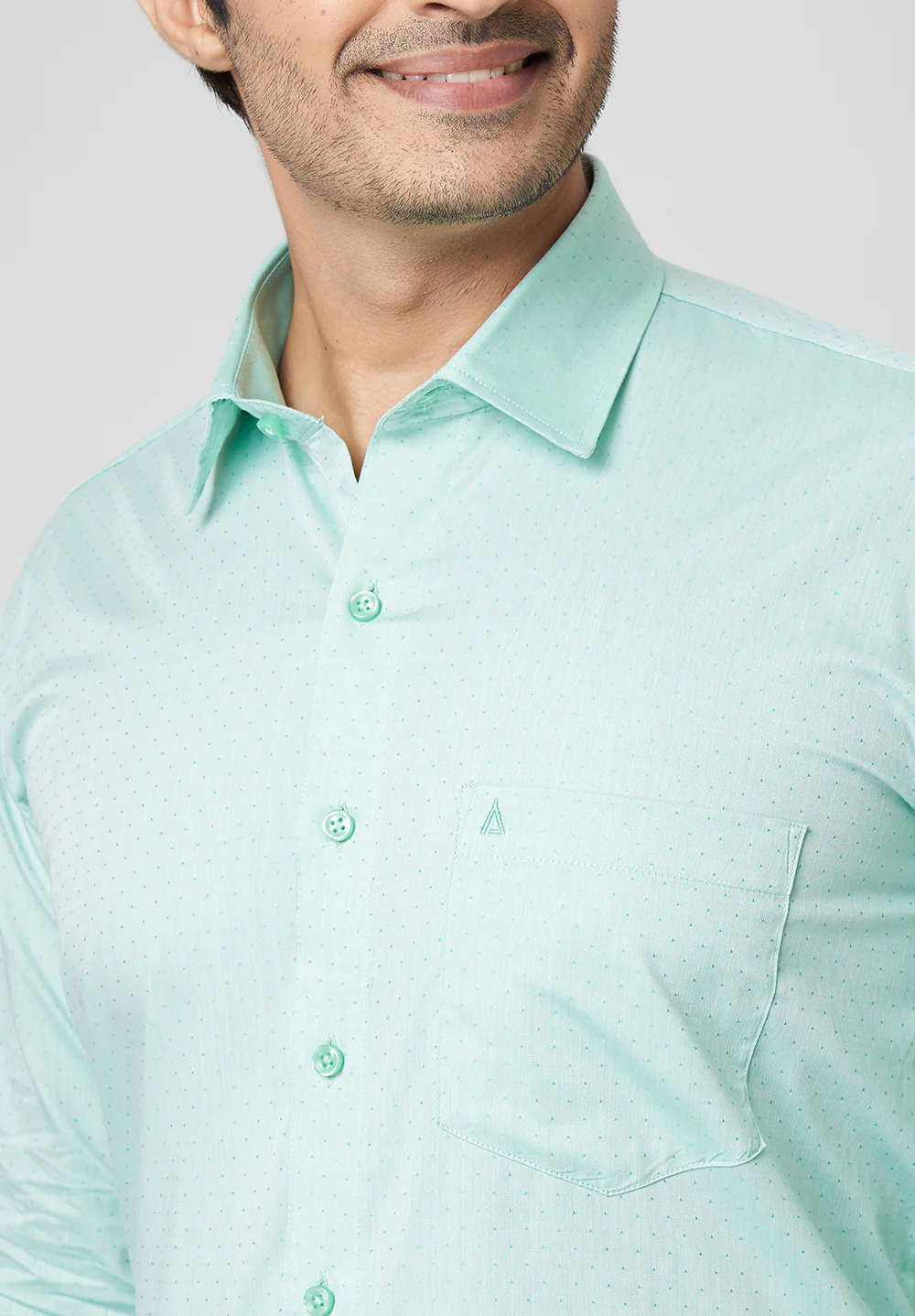 Men Green Regular Fit Formal Shirt - Image 3