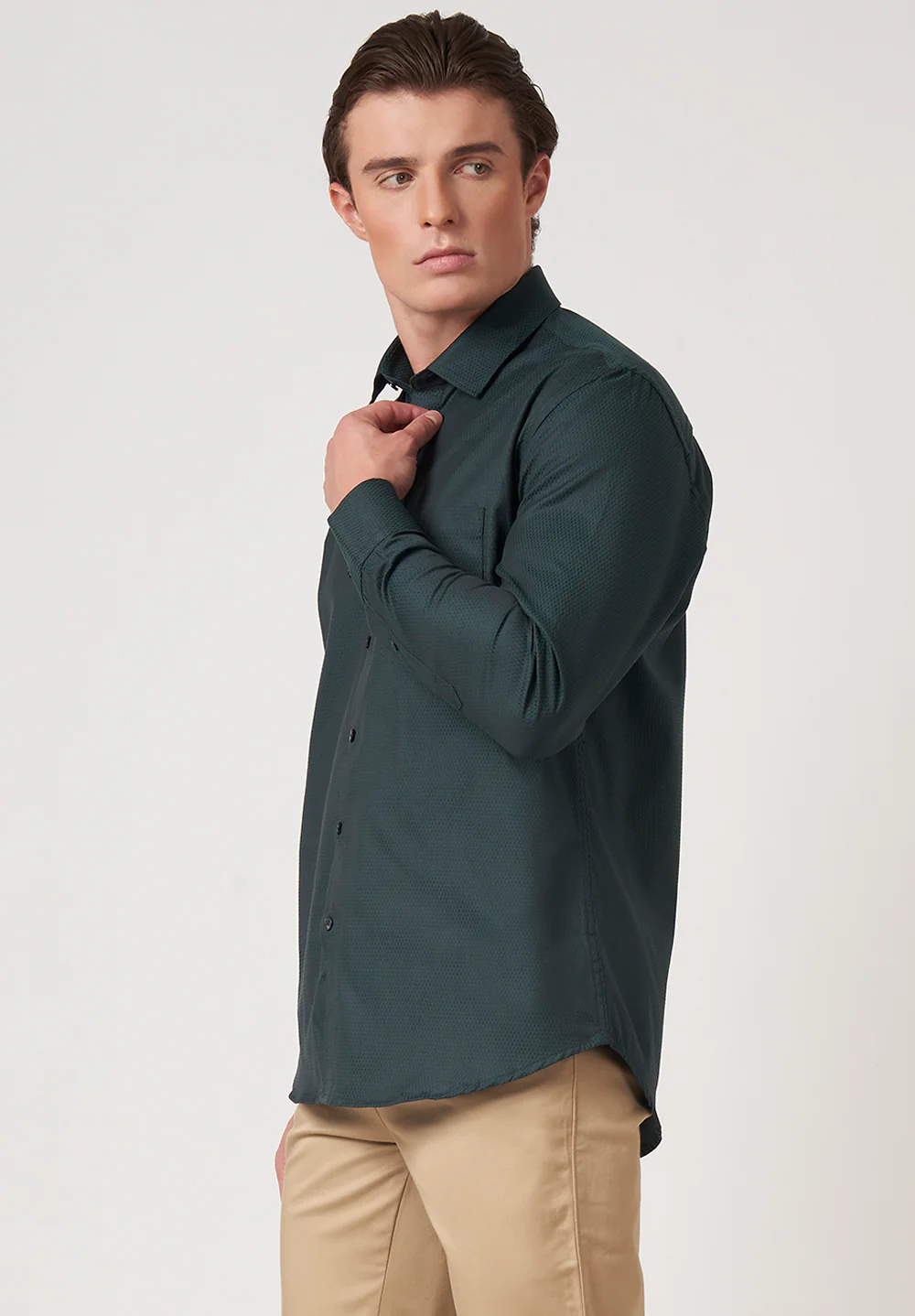 Men Green Slim Fit Formal Shirt - Image 2