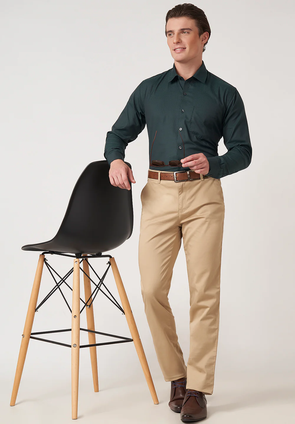 Men Green Slim Fit Formal Shirt - Image 5