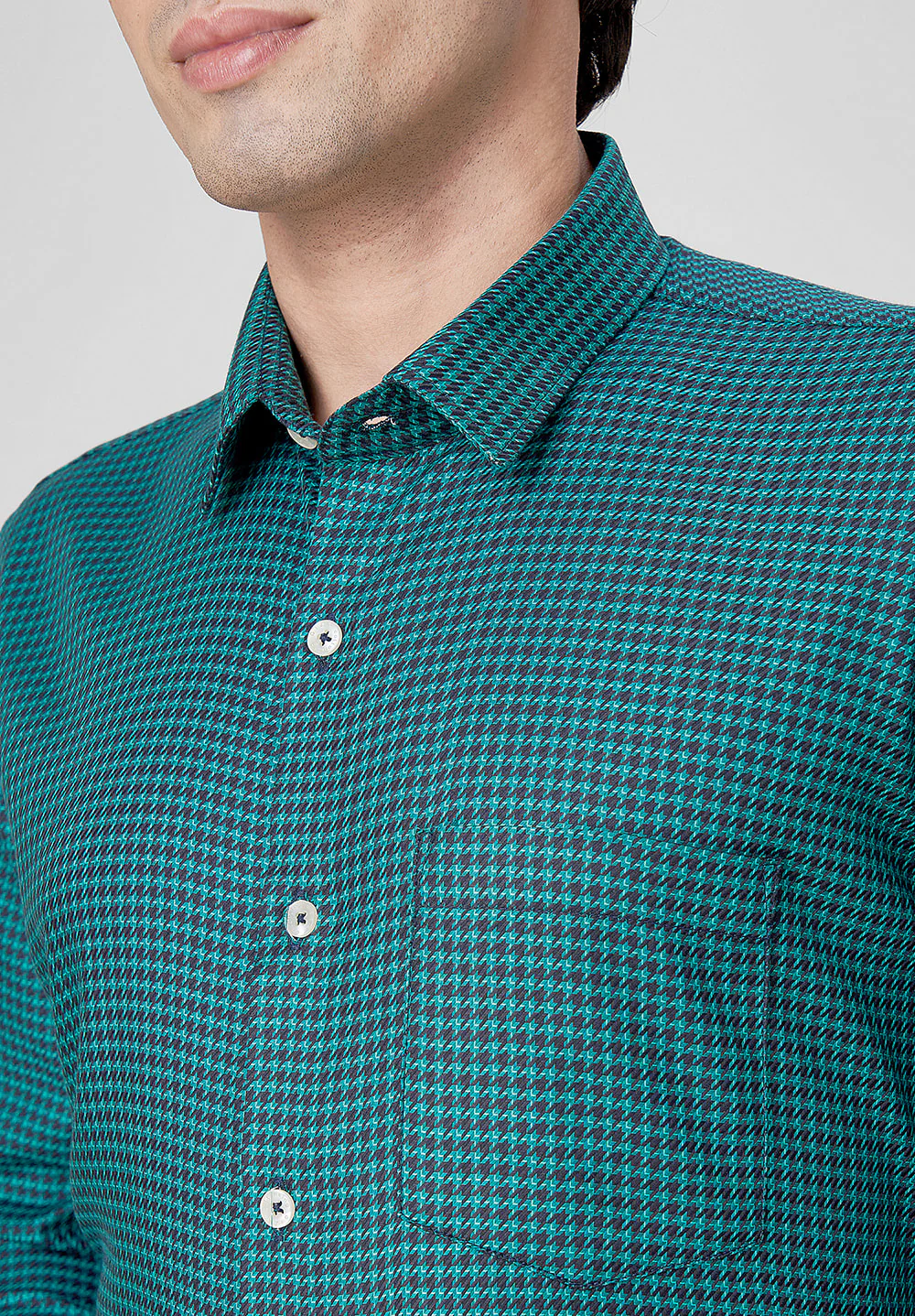 Men Green Slim Fit Formal Shirt - Image 3