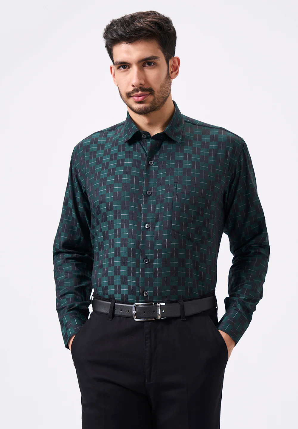 Men Green Regular Fit Formal Shirt