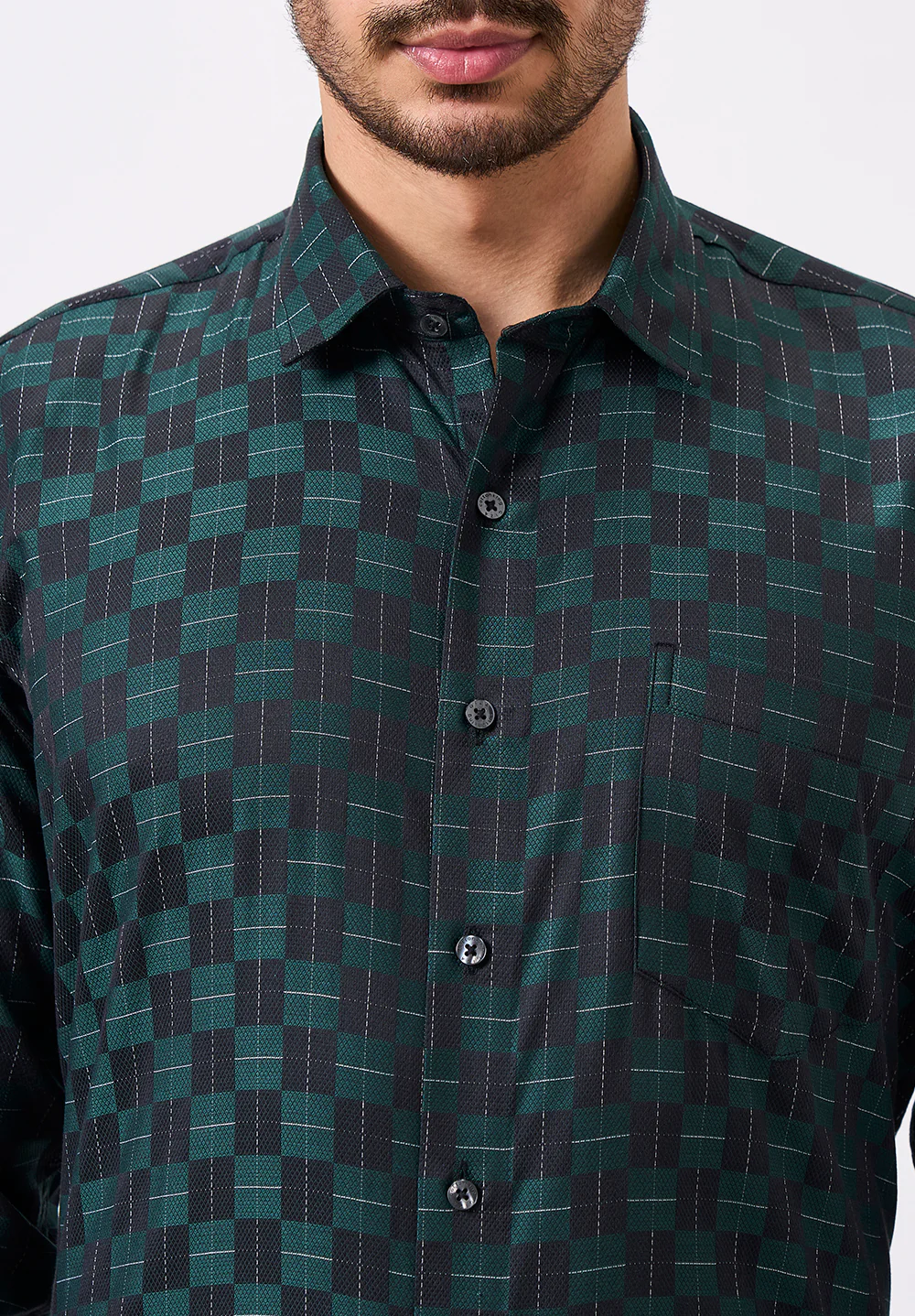 Men Green Regular Fit Formal Shirt - Image 4