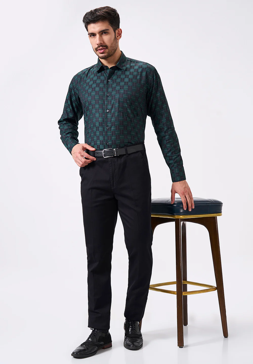 Men Green Regular Fit Formal Shirt - Image 5