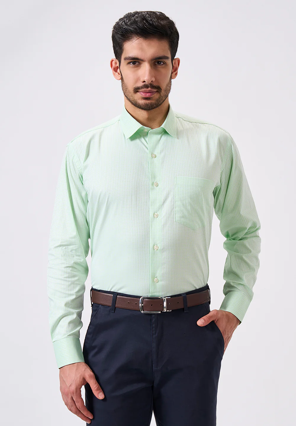 Men Green Regular Fit Formal Shirt