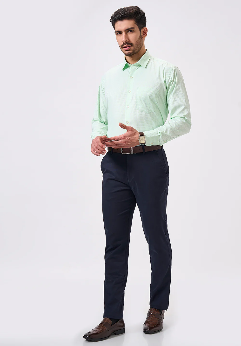 Men Green Regular Fit Formal Shirt - Image 5