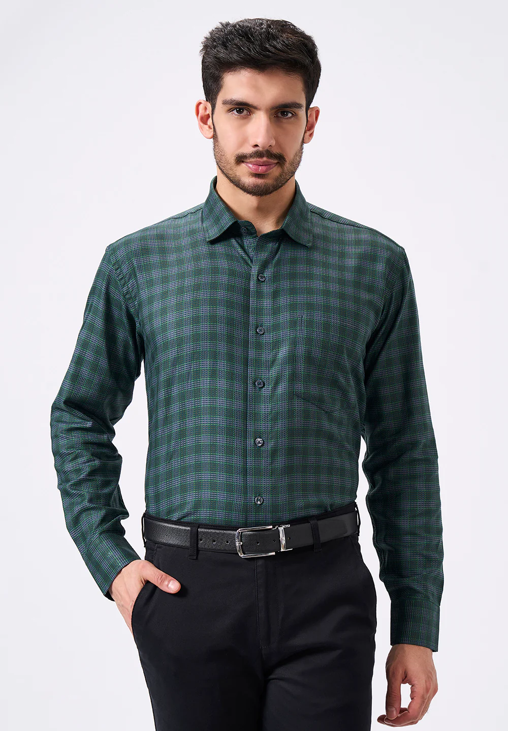 Men Green Regular Fit Formal Shirt