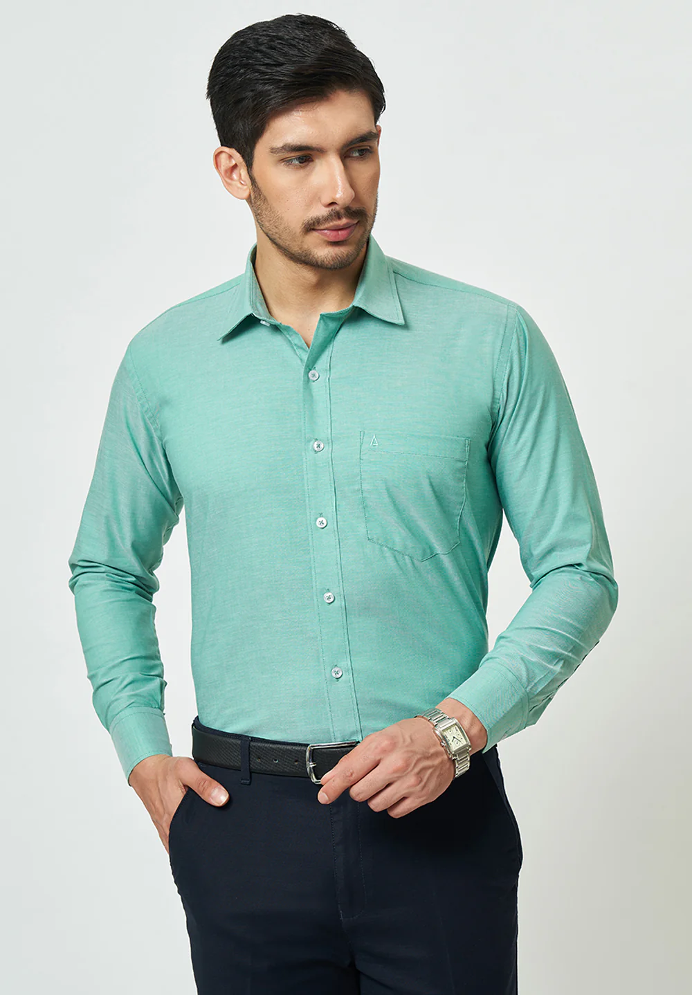 Men Green Regular Fit Formal Shirt