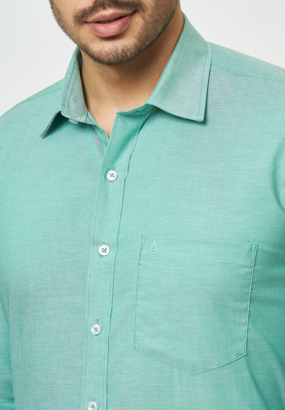 Men Green Regular Fit Formal Shirt - Image 4