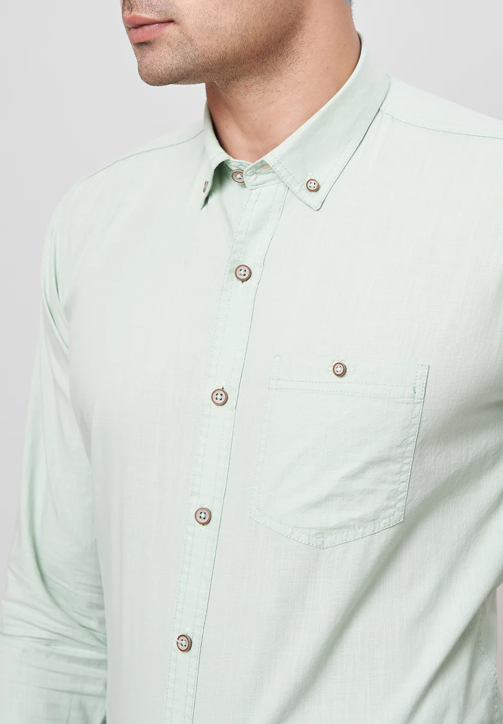 Men Green Slim Fit Formal Shirt - Image 3