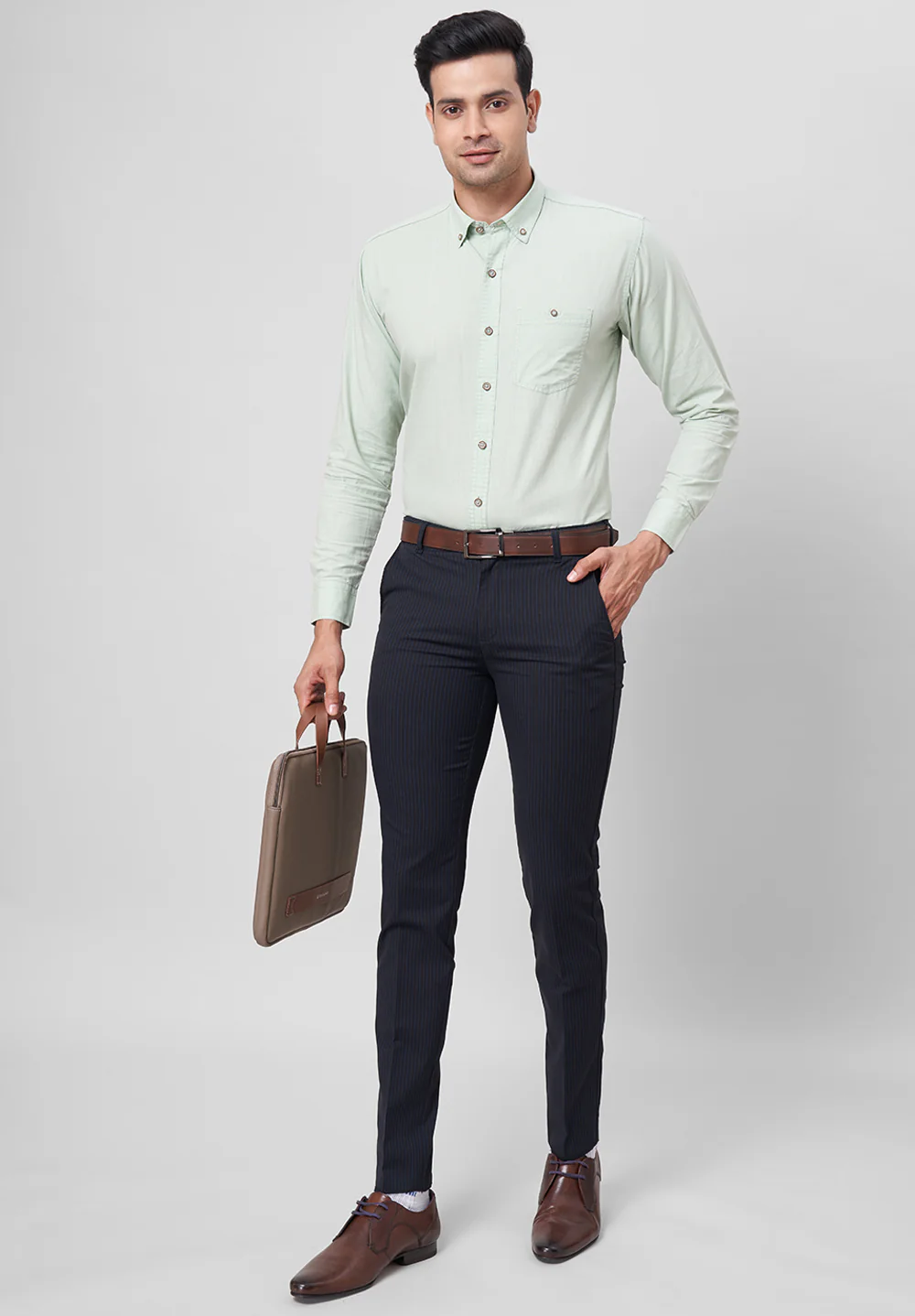 Men Green Slim Fit Formal Shirt - Image 4