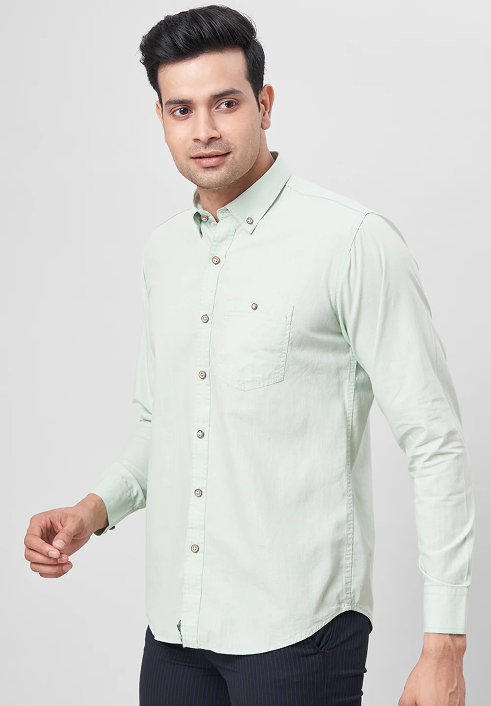 Men Green Slim Fit Formal Shirt - Image 5