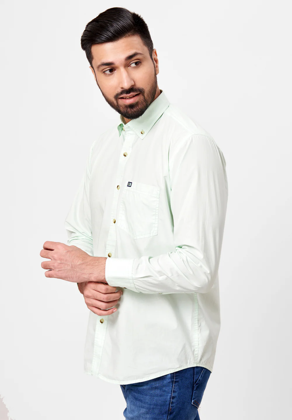 Men Green Smart Fit Formal Shirt - Image 4