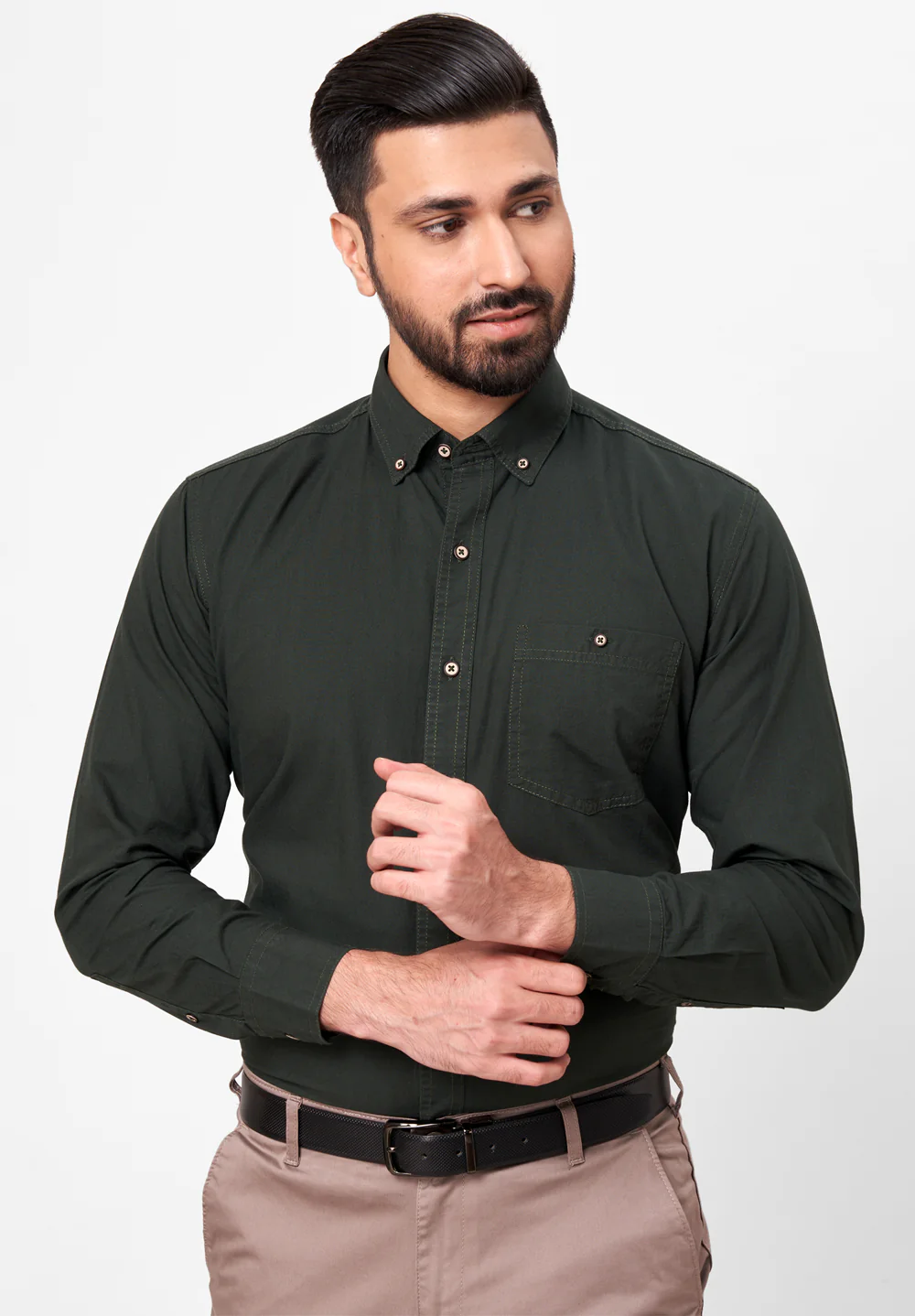 Men Green Smart Fit Formal Shirt