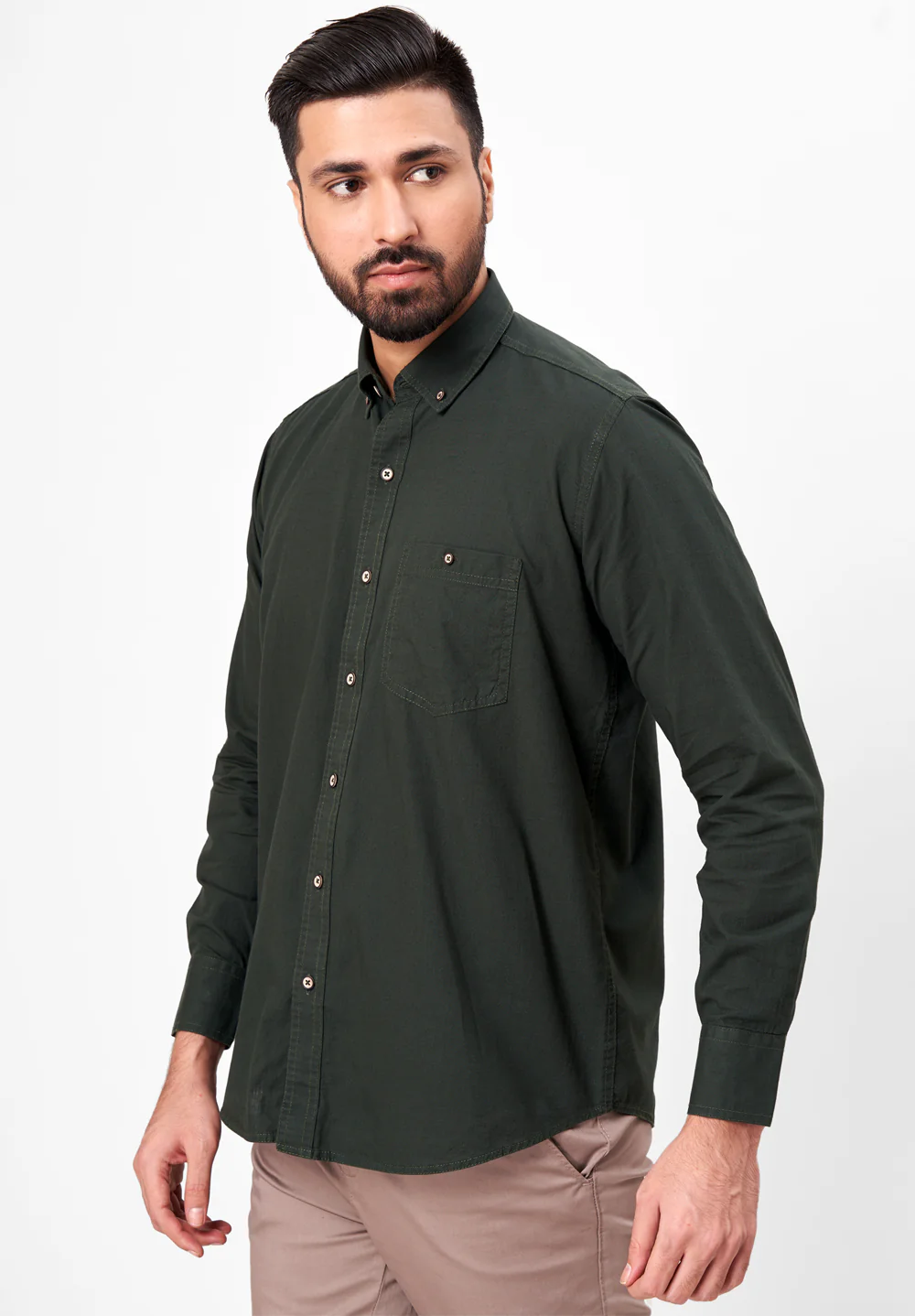 Men Green Smart Fit Formal Shirt - Image 2