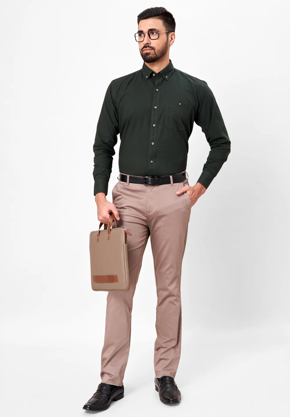 Men Green Smart Fit Formal Shirt - Image 5