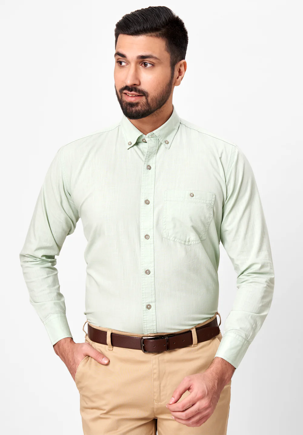 Men Green Smart Fit Formal Shirt