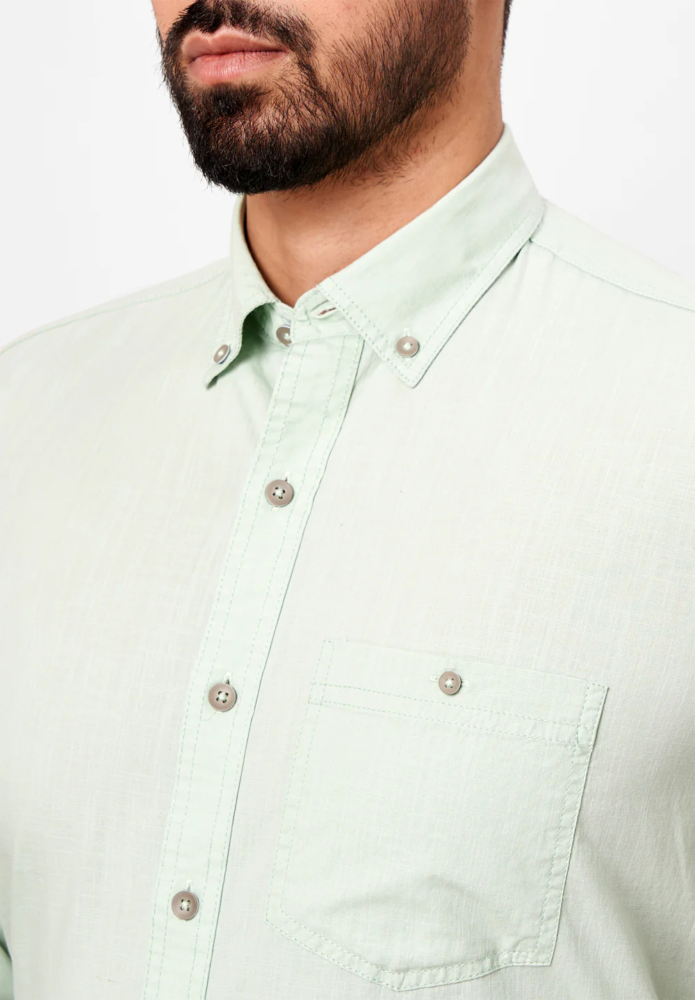 Men Green Smart Fit Formal Shirt - Image 3