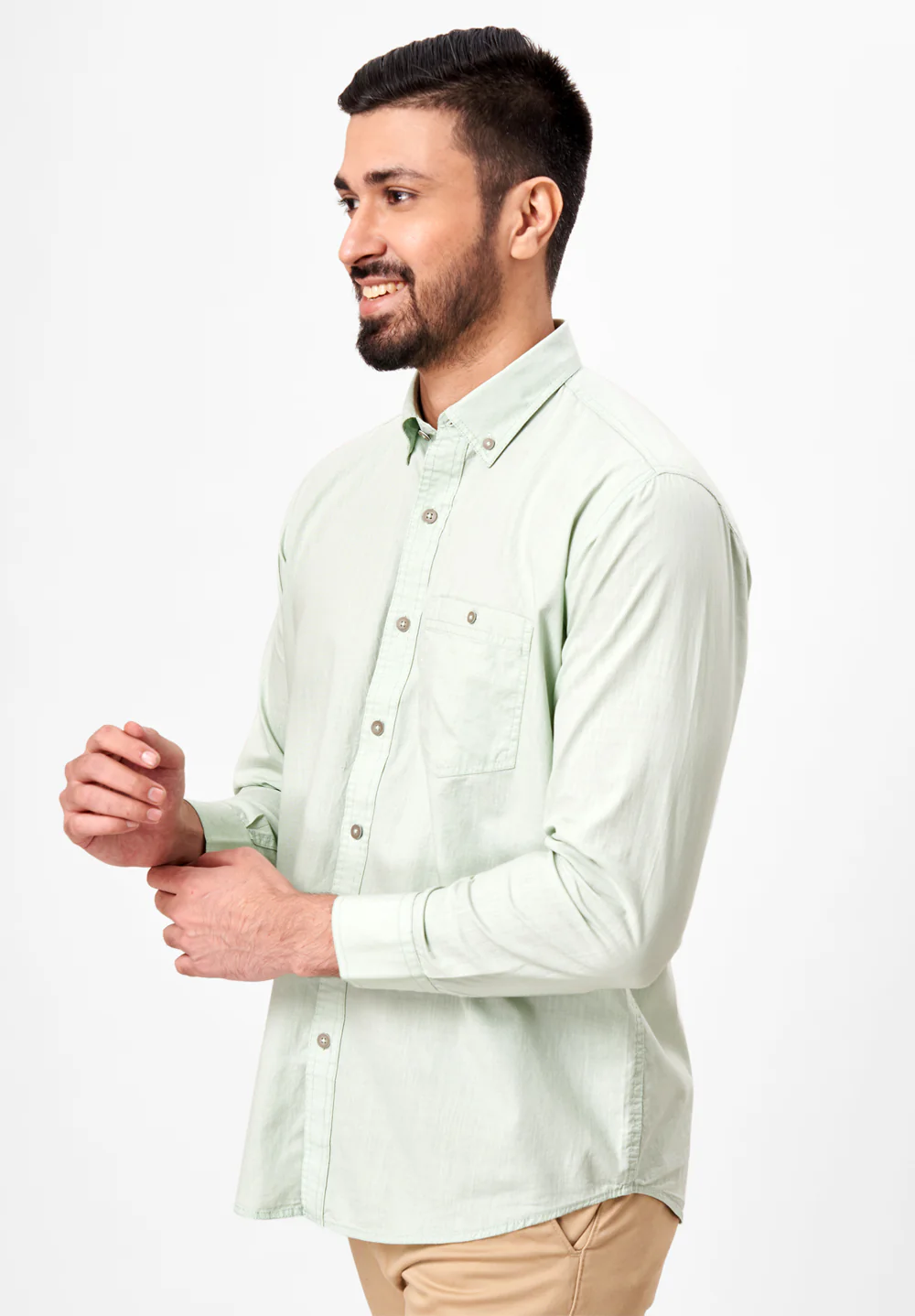 Men Green Smart Fit Formal Shirt - Image 4