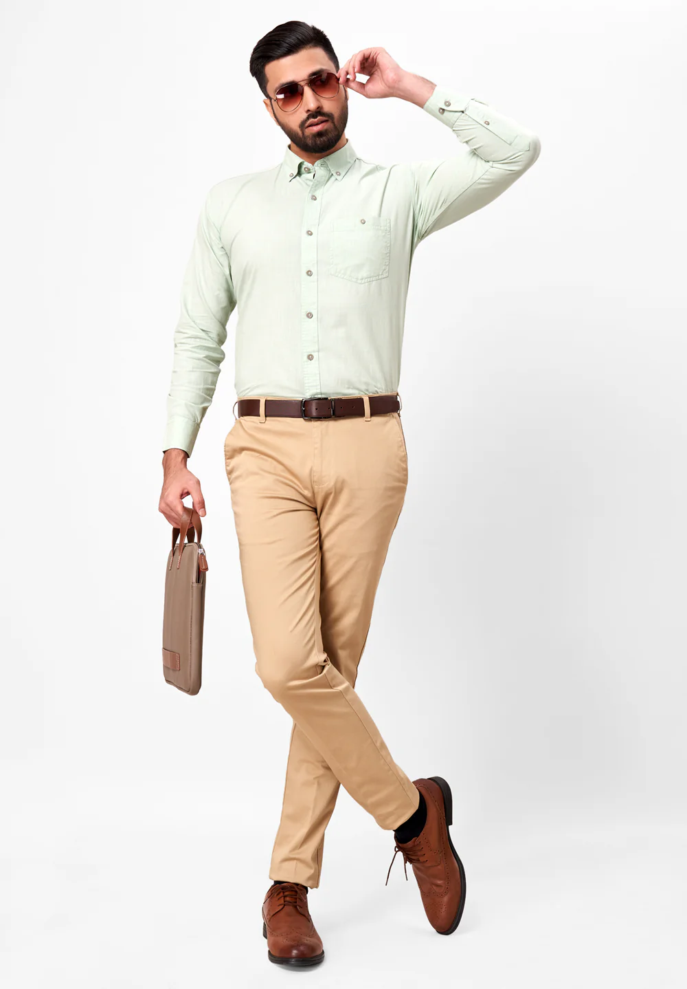 Men Green Smart Fit Formal Shirt - Image 5