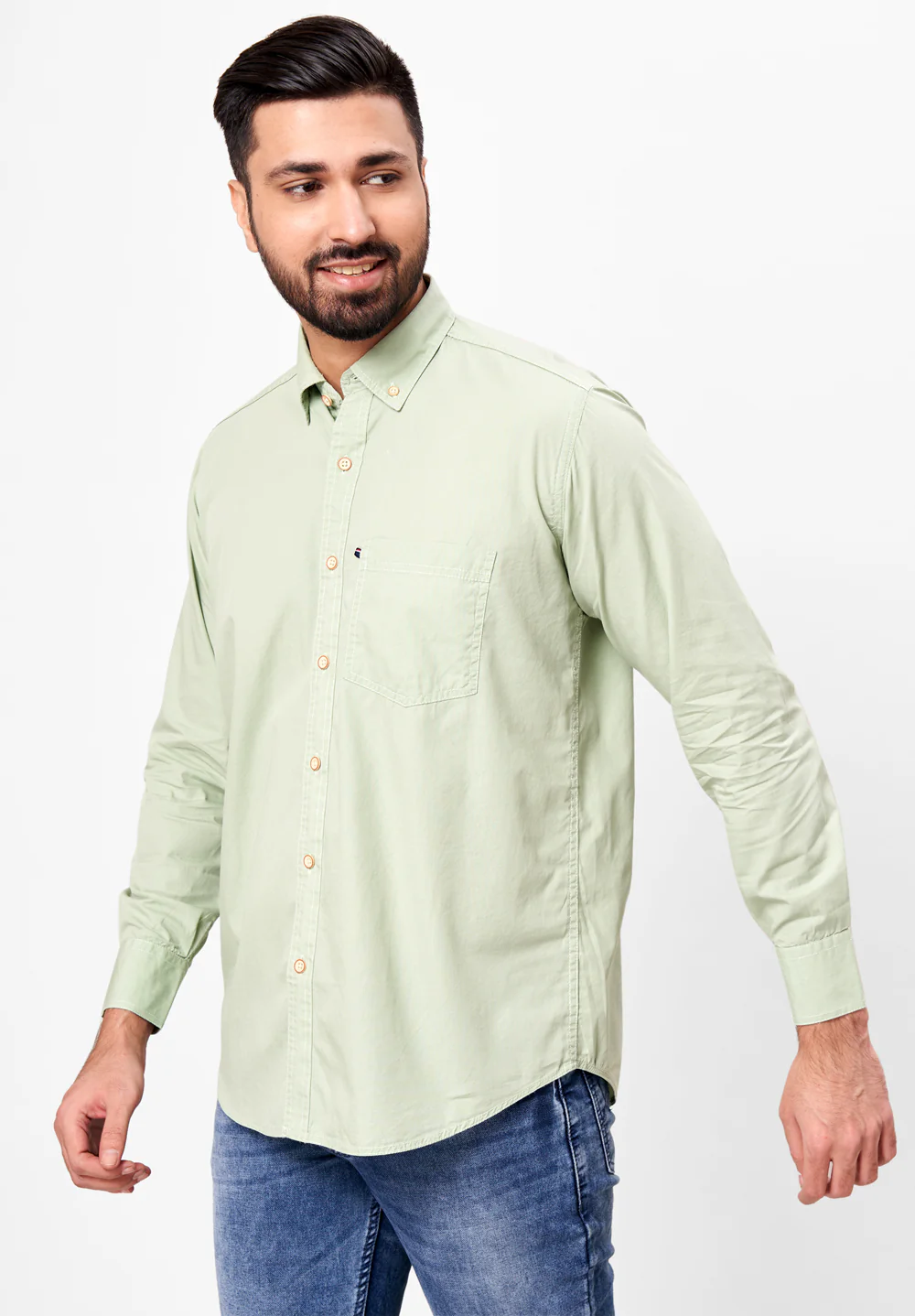 Men Green Smart Fit Formal Shirt - Image 4