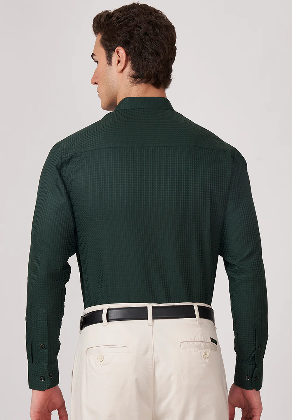 Men Green Slim Fit Formal Shirt - Image 3