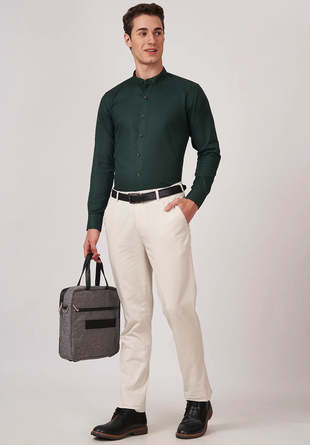 Men Green Slim Fit Formal Shirt - Image 4