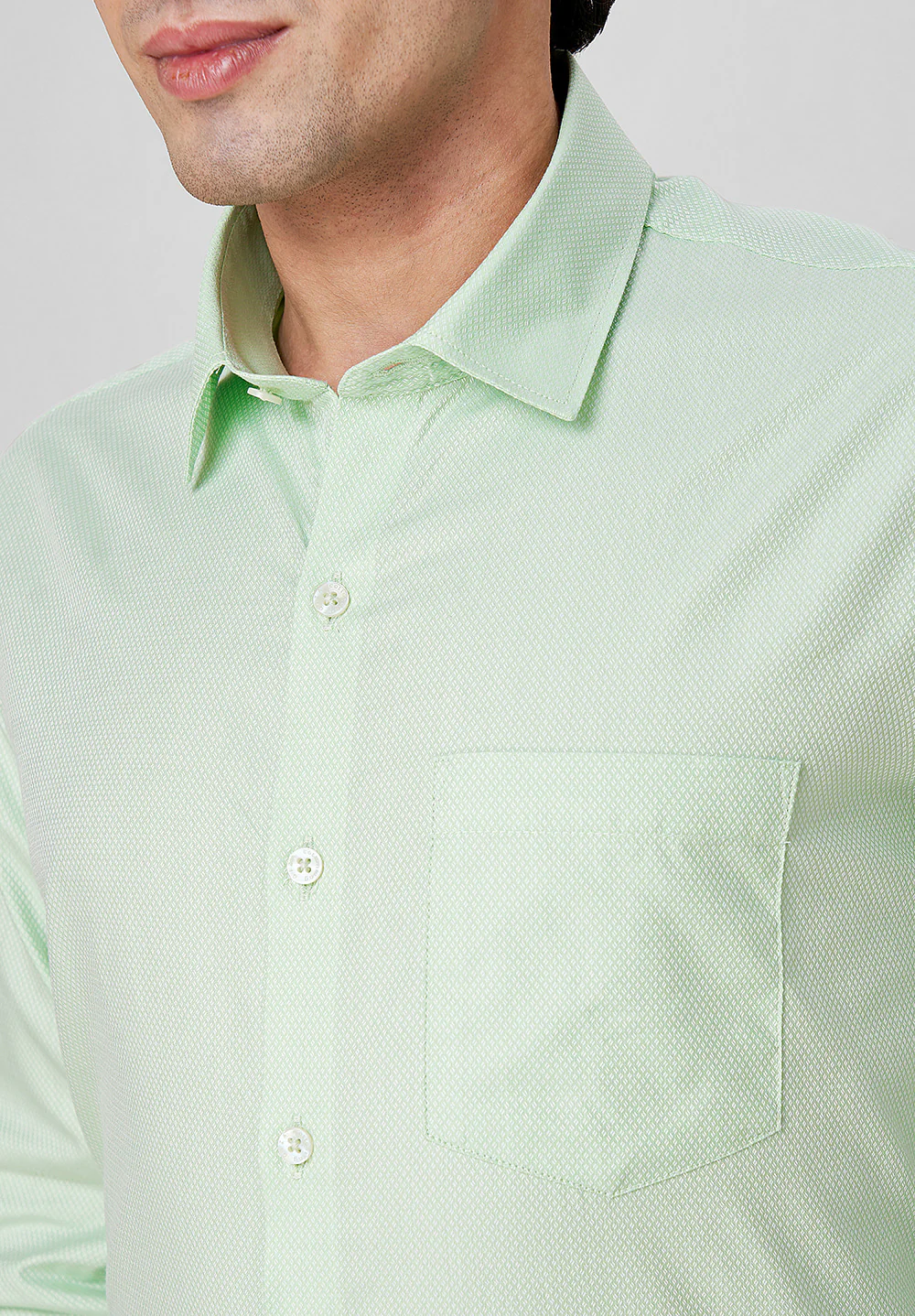 Men Green Slim Fit Formal Shirt - Image 3