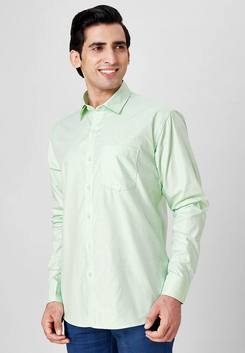 Men Green Slim Fit Formal Shirt - Image 4