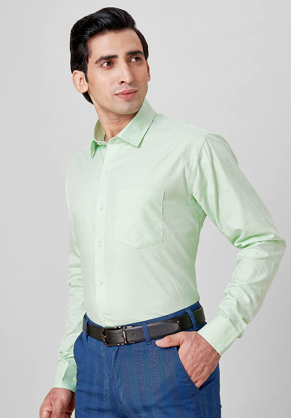 Men Green Slim Fit Formal Shirt - Image 5