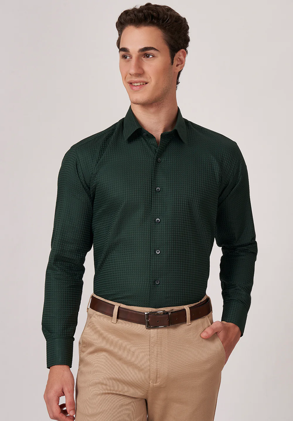 Men Green Regular Fit Formal Shirt