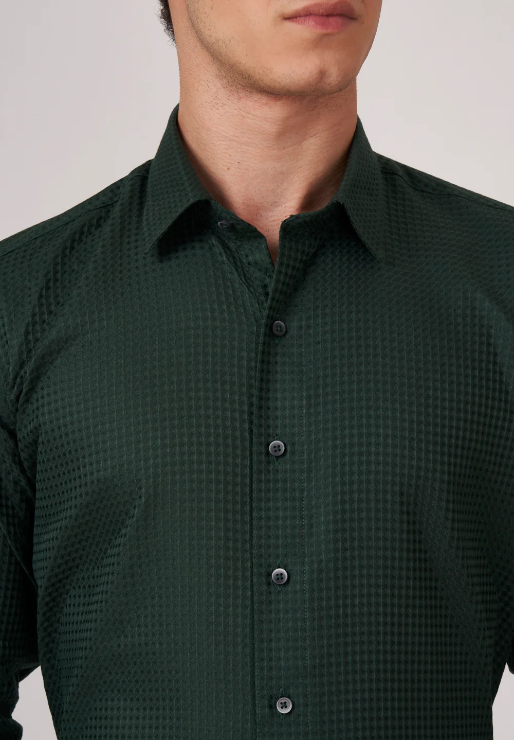 Men Green Regular Fit Formal Shirt - Image 3