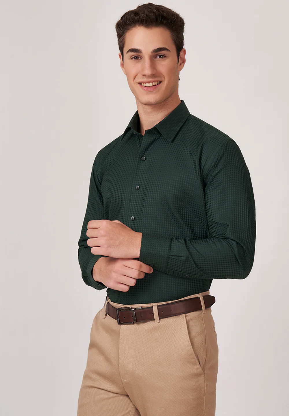 Men Green Regular Fit Formal Shirt - Image 4