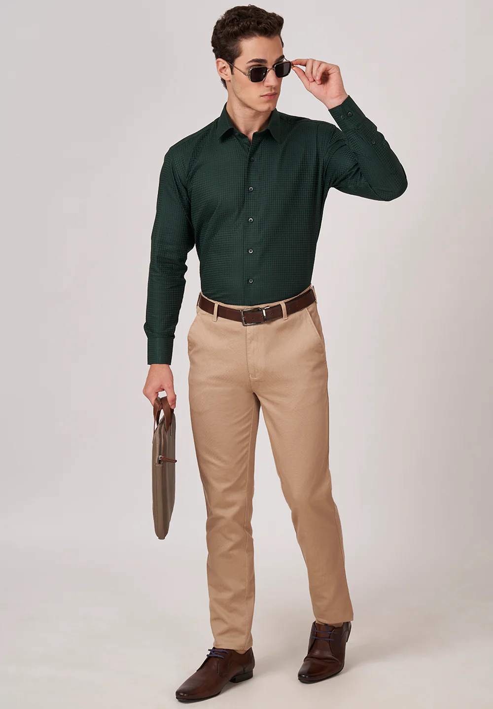 Men Green Regular Fit Formal Shirt - Image 5