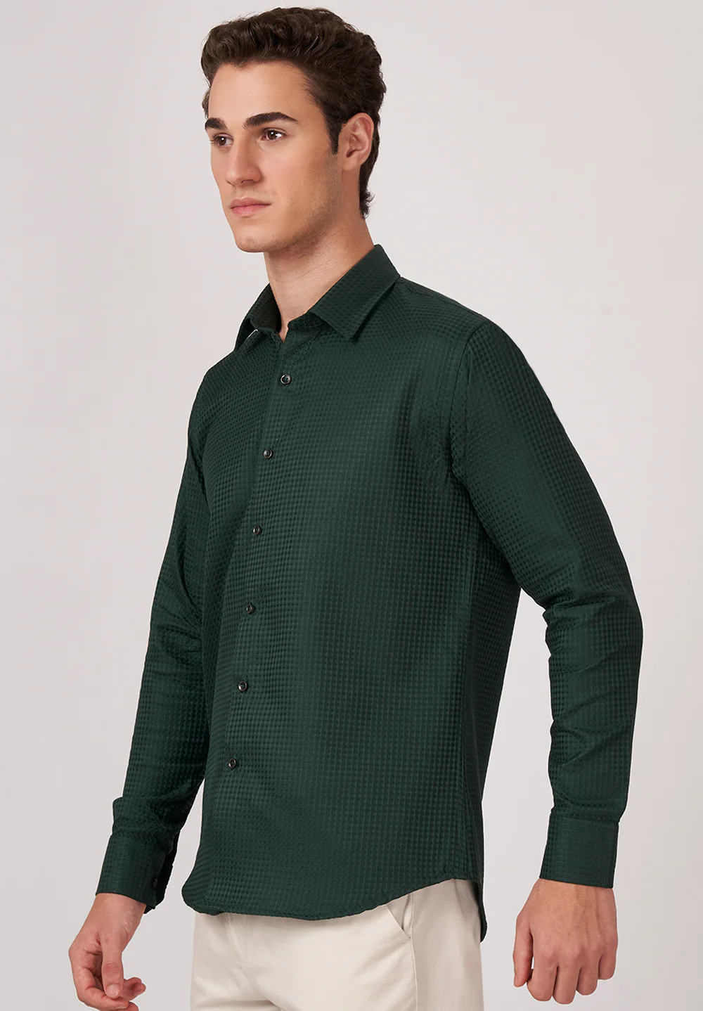 Men Green Slim Fit Formal Shirt - Image 2