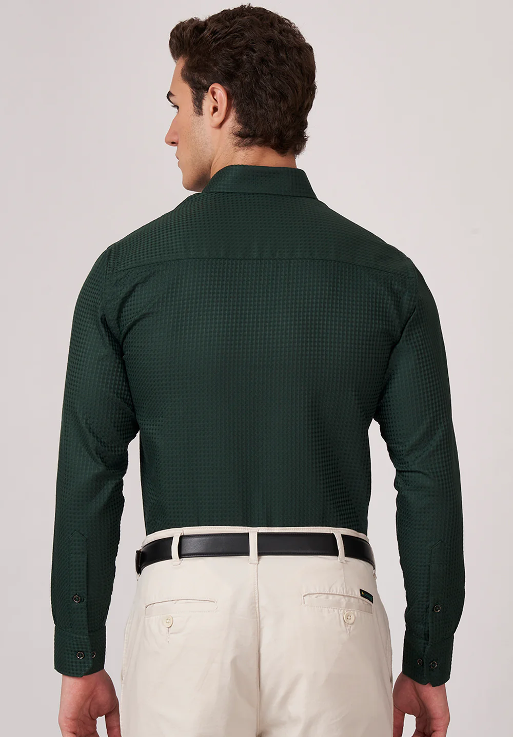 Men Green Slim Fit Formal Shirt - Image 3